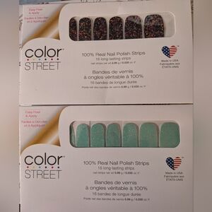 Color Street Set Of 2 Nail Strips Glittery And Misty Green